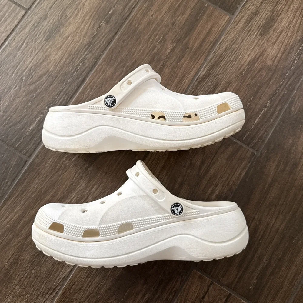 Crocs Baya Platform Clogs Womens 10 White Chunky Slip On